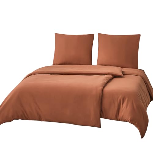 RUIKASI Bettwäsche 135x200 4teilig Orange - Polyester Mikrofaser Bettwäsche-Sets Oeko-TEX, 2 Bettbezüge 135x200cm + 2 Kissenbezüge 80x80cm mit Reißverschluss, Weich und Bügelfrei RUIKASI Bettwäsche 135x200 4teilig Orange - Polyester Mikrofaser Bettwäsche-Sets Oeko-TEX, 2 Bettbezüge 135x200cm + 2 Kissenbezüge 80x80cm mit Reißverschluss, Weich und Bügelfrei von RUIKASI