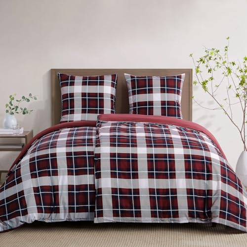 RUIKASI Bettwäsche 135x200 4teilig Rot - Bettbezüge 135 x 200 2er Set mit Tartan Muster, Bettwäsche-Sets 135x200cm aus Mikrofaser mit Reißverschluss Weich und Bügelfrei RUIKASI Bettwäsche 135x200 4teilig Rot - Bettbezüge 135 x 200 2er Set mit Tartan Muster, Bettwäsche-Sets 135x200cm aus Mikrofaser mit Reißverschluss Weich und Bügelfrei von RUIKASI