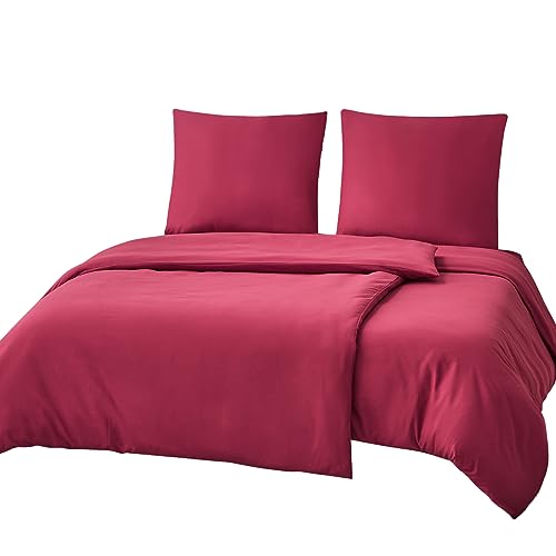 RUIKASI Bettwäsche 135x200 4teilig Rot - Bordeaux Mikrofaser Bettwäsche-Sets Oeko-TEX, 2 Bettbezüge 135x200cm + 2 Kissenbezüge 80x80cm mit Reißverschluss, Weich und Bügelfrei RUIKASI Bettwäsche 135x200 4teilig Rot - Bordeaux Mikrofaser Bettwäsche-Sets Oeko-TEX, 2 Bettbezüge 135x200cm + 2 Kissenbezüge 80x80cm mit Reißverschluss, Weich und Bügelfrei von RUIKASI