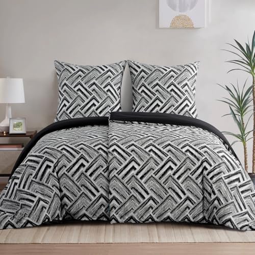 RUIKASI Bettwäsche 135x200 4teilig Schwarz - Bettbezüge 135 x 200 2er Set mit Geometrie Muster, Bettwäsche-Sets 135x200cm aus Mikrofaser mit Reißverschluss Weich und Bügelfrei RUIKASI Bettwäsche 135x200 4teilig Schwarz - Bettbezüge 135 x 200 2er Set mit Geometrie Muster, Bettwäsche-Sets 135x200cm aus Mikrofaser mit Reißverschluss Weich und Bügelfrei von RUIKASI