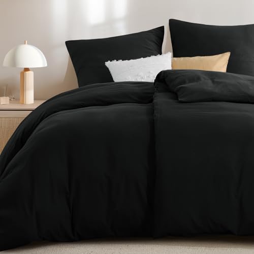 RUIKASI Bettwäsche 135x200 4teilig Schwarze - Weich Premium Baumwollähnlich Vorgewaschene ÖKO-TEX Bettbezüge 135 x 200 2er Set, Hochwertig Bettwäsche-Set mit 2 Kissenbezüge RUIKASI Bettwäsche 135x200 4teilig Schwarze - Weich Premium Baumwollähnlich Vorgewaschene ÖKO-TEX Bettbezüge 135 x 200 2er Set, Hochwertig Bettwäsche-Set mit 2 Kissenbezüge von RUIKASI