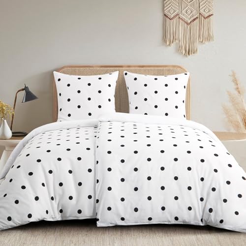 RUIKASI Bettwäsche 135x200 4teilig Weiß - Bettbezüge 135 x 200 2er Set mit Polka Dot Muster, Bettwäsche-Sets 135x200cm aus Mikrofaser mit Reißverschluss Weich und Bügelfrei RUIKASI Bettwäsche 135x200 4teilig Weiß - Bettbezüge 135 x 200 2er Set mit Polka Dot Muster, Bettwäsche-Sets 135x200cm aus Mikrofaser mit Reißverschluss Weich und Bügelfrei von RUIKASI
