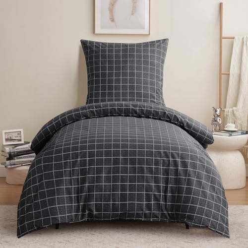 RUIKASI Bettwäsche 155x220 2 teilig Anthrazit - Bettbezug 155 x 220 Set mit Gitter Muster, Bettwäsche-Sets 155x220cm aus Mikrofaser mit Reißverschluss Weich und Bügelfrei RUIKASI Bettwäsche 155x220 2 teilig Anthrazit - Bettbezug 155 x 220 Set mit Gitter Muster, Bettwäsche-Sets 155x220cm aus Mikrofaser mit Reißverschluss Weich und Bügelfrei von RUIKASI