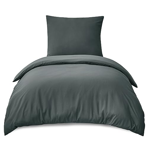RUIKASI Bettwäsche 155x220 2teilig Grau - Anthrazit Mikrofaser Bettwäsche-Sets Oeko-TEX, Bettbezüge 155 x 220cm + Kissenbezüge 80x80cm mit Reißverschluss, Weich und Bügelfrei RUIKASI Bettwäsche 155x220 2teilig Grau - Anthrazit Mikrofaser Bettwäsche-Sets Oeko-TEX, Bettbezüge 155 x 220cm + Kissenbezüge 80x80cm mit Reißverschluss, Weich und Bügelfrei von RUIKASI