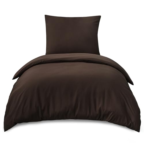 RUIKASI Bettwäsche 155x220 2teilig Braun - Polyester Mikrofaser Bettwäsche-Sets Oeko-TEX, Bettbezüge 155 x 220cm + Kissenbezüge 80x80cm mit Reißverschluss, Weich und Bügelfrei RUIKASI Bettwäsche 155x220 2teilig Braun - Polyester Mikrofaser Bettwäsche-Sets Oeko-TEX, Bettbezüge 155 x 220cm + Kissenbezüge 80x80cm mit Reißverschluss, Weich und Bügelfrei von RUIKASI