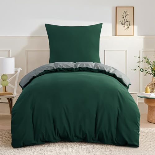 RUIKASI Bettwäsche 155x220 Grün Grau 2teilig - Wendebettwäsche Bettbezug 155 x 220 mit Reißverschluss, Oeko-TEX Mikrofaser Bettwäsche Sets, Weich und Bügelfrei RUIKASI Bettwäsche 155x220 Grün Grau 2teilig - Wendebettwäsche Bettbezug 155 x 220 mit Reißverschluss, Oeko-TEX Mikrofaser Bettwäsche Sets, Weich und Bügelfrei von RUIKASI