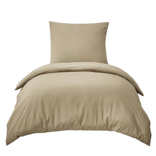 RUIKASI Bettwäsche 155x220 2teilig Khaki - Polyester Mikrofaser Bettwäsche-Sets Oeko-TEX, Bettbezüge 155 x 220cm + Kissenbezüge 80x80cm mit Reißverschluss, Weich und Bügelfrei von RUIKASI