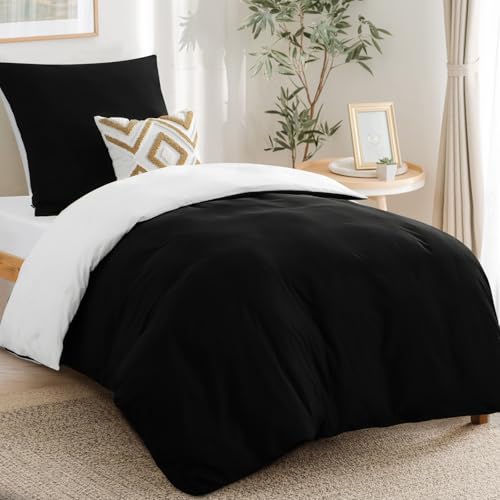 RUIKASI Bettwäsche 155x220 2teilig Schwarz Weiß - Premium Baumwollähnlich Wendebettwäsche Weich Vorgewaschene ÖKO-TEX, Zweifarbiger Bettbezug 155 x 220 Set mit 2 Kissenbezüge RUIKASI Bettwäsche 155x220 2teilig Schwarz Weiß - Premium Baumwollähnlich Wendebettwäsche Weich Vorgewaschene ÖKO-TEX, Zweifarbiger Bettbezug 155 x 220 Set mit 2 Kissenbezüge von RUIKASI