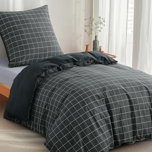 RUIKASI Bettwäsche 155x220 Baumwolle 2teilig Anthrazit - Baumwollbettwäsche 155 x 250 2tlg mit Gitter Muster, Bettbezug Set 2 teilig Cotton mit Reißverschluss RUIKASI Bettwäsche 155x220 Baumwolle 2teilig Anthrazit - Baumwollbettwäsche 155 x 250 2tlg mit Gitter Muster, Bettbezug Set 2 teilig Cotton mit Reißverschluss von RUIKASI