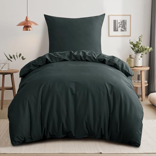 RUIKASI Bettwäsche 155x220 Baumwolle Grau - Baumwolle Bettwäsche-Sets 155x220cm 2teilig mit Reißverschluss, Baumwollbettwäsche Set Anthrazit Cotton, weich und atmungsaktiv RUIKASI Bettwäsche 155x220 Baumwolle Grau - Baumwolle Bettwäsche-Sets 155x220cm 2teilig mit Reißverschluss, Baumwollbettwäsche Set Anthrazit Cotton, weich und atmungsaktiv von RUIKASI