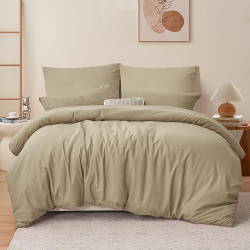 RUIKASI Bettwäsche 200x200 3teilig Khaki - Polyester Mikrofaser Bettwäsche-Sets Oeko-TEX, Bettbezüge 200 x 200cm + 2 Kissenbezüge 80x80cm mit Reißverschluss, Weich und Bügelfrei RUIKASI Bettwäsche 200x200 3teilig Khaki - Polyester Mikrofaser Bettwäsche-Sets Oeko-TEX, Bettbezüge 200 x 200cm + 2 Kissenbezüge 80x80cm mit Reißverschluss, Weich und Bügelfrei von RUIKASI