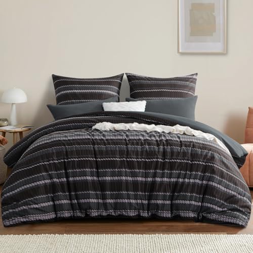 RUIKASI Bettwäsche 200x220 3 teilig Dunkel - Bettbezug 200 x 220 Set mit Streifen Muster, Bettwäsche-Sets 200x220cm aus Mikrofaser mit Reißverschluss Weich und Bügelfrei RUIKASI Bettwäsche 200x220 3 teilig Dunkel - Bettbezug 200 x 220 Set mit Streifen Muster, Bettwäsche-Sets 200x220cm aus Mikrofaser mit Reißverschluss Weich und Bügelfrei von RUIKASI