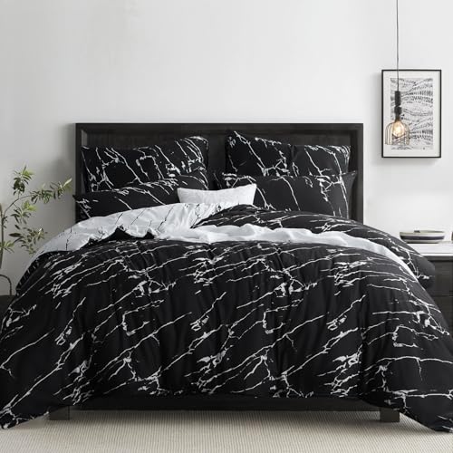 RUIKASI Bettwäsche 200x220 3 teilig Schwarz - Bettbezug 200 x 220 Set mit Marmor Muster, Bettwäsche-Sets 200x220cm aus Mikrofaser mit Reißverschluss Weich und Bügelfrei RUIKASI Bettwäsche 200x220 3 teilig Schwarz - Bettbezug 200 x 220 Set mit Marmor Muster, Bettwäsche-Sets 200x220cm aus Mikrofaser mit Reißverschluss Weich und Bügelfrei von RUIKASI