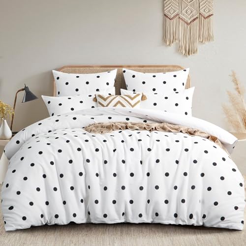 RUIKASI Bettwäsche 200x220 3 teilig Weiß - Bettbezug 200 x 220 Set mit Polka Dot Muster, Bettwäsche-Sets 200x220cm aus Mikrofaser mit Reißverschluss Weich und Bügelfrei RUIKASI Bettwäsche 200x220 3 teilig Weiß - Bettbezug 200 x 220 Set mit Polka Dot Muster, Bettwäsche-Sets 200x220cm aus Mikrofaser mit Reißverschluss Weich und Bügelfrei von RUIKASI