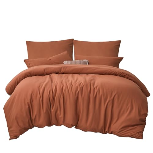 RUIKASI Bettwäsche 220x240 3teilig Orange - Polyester Mikrofaser Bettwäsche-Sets Oeko-TEX, Bettbezüge 220 x 240cm + 2 Kissenbezüge 80x80cm mit Reißverschluss, Weich und Bügelfrei von RUIKASI
