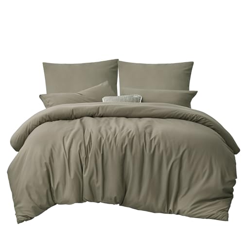 RUIKASI Bettwäsche 220x240 3teilig Taupe - Polyester Mikrofaser Bettwäsche-Sets Oeko-TEX, Bettbezüge 220 x 240cm + 2 Kissenbezüge 80x80cm mit Reißverschluss, Weich und Bügelfrei RUIKASI Bettwäsche 220x240 3teilig Taupe - Polyester Mikrofaser Bettwäsche-Sets Oeko-TEX, Bettbezüge 220 x 240cm + 2 Kissenbezüge 80x80cm mit Reißverschluss, Weich und Bügelfrei von RUIKASI