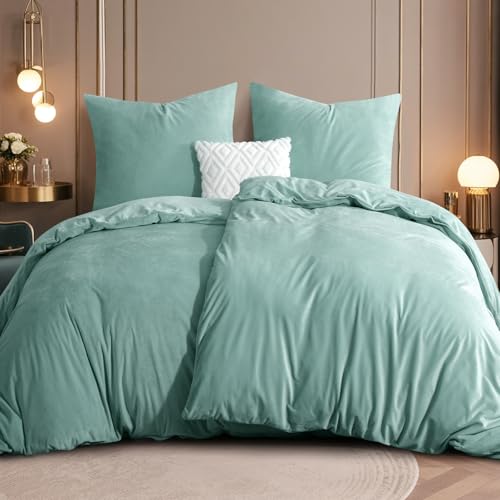 RUIKASI Flanell Bettwäsche 135 x 200 4teilig Hellgrün - Warm Winter Bettwäsche Kuschel Plüsch Fleece Bettbezug Sets mit 2 Kissenbezüge 80x80cm RUIKASI Flanell Bettwäsche 135 x 200 4teilig Hellgrün - Warm Winter Bettwäsche Kuschel Plüsch Fleece Bettbezug Sets mit 2 Kissenbezüge 80x80cm von RUIKASI