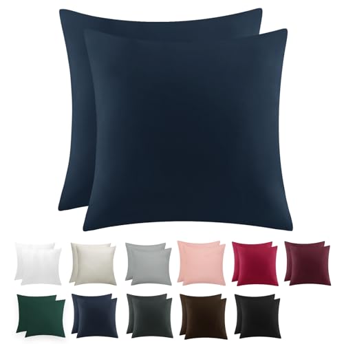 RUIKASI Kissenbezug 80 x 80 Blau 2er Set - Oeko Tex Kopfkissenbezug 80x80 Dunkelblau Kissen Bezug 80x80cm mit Reißverschluss aus Mikrofaser, Polsterbezug Doppelpack Set Pillow Case Pillow Cover von RUIKASI