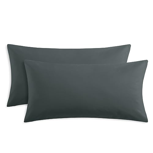 RUIKASI Kissenbezug 40 x 80 2er Grau - Kopfkissenbezug 40x80 Anthrazit Kissen Bezug 40x80cm mit Reißverschluss aus Mikrofaser, Polsterbezug Doppelpack Set Pillow Case Pillow Cover von RUIKASI