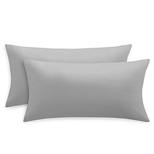 RUIKASI Kissenbezug 40 x 80 2er Grau - Kopfkissenbezug 40x80 Hellgrau Kissen Bezug 40x80cm mit Reißverschluss aus Mikrofaser, Polsterbezug Doppelpack Set Pillow Case Pillow Cover von RUIKASI