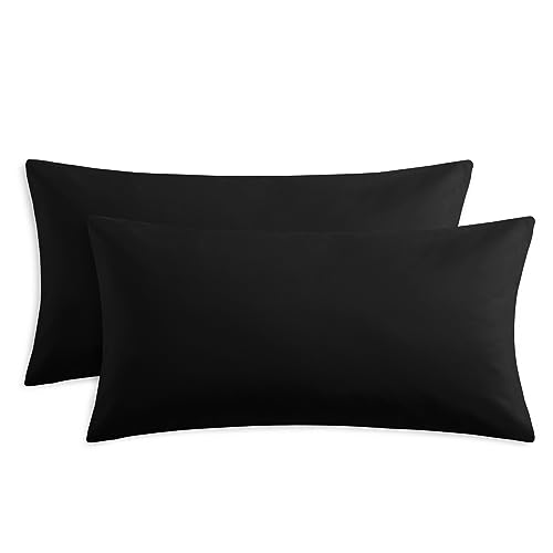 RUIKASI Kissenbezug 40 x 80 2er Schwarz - Kopfkissenbezug 40x80 Kissen Bezug 40x80cm mit Reißverschluss aus Mikrofaser, Polsterbezug Doppelpack Set Pillow Case Pillow Cover von RUIKASI