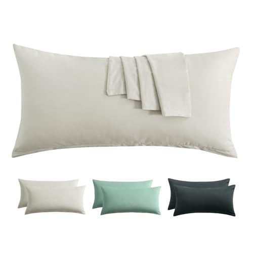 RUIKASI Kissenbezug 40 x 80 Baumwolle 2er Set - Kopfkissenbezug 40x80 Beige mit Reißverschluss Bezug für Kissen 40x80cm, Cotton Pillow Cover Pillowcase RUIKASI Kissenbezug 40 x 80 Baumwolle 2er Set - Kopfkissenbezug 40x80 Beige mit Reißverschluss Bezug für Kissen 40x80cm, Cotton Pillow Cover Pillowcase von RUIKASI