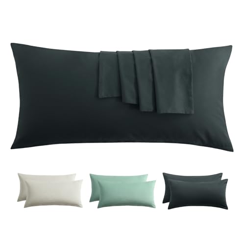 RUIKASI Kissenbezug 40 x 80 Baumwolle 2er Set - Kopfkissenbezug 40x80 Grau mit Reißverschluss Bezug für Kissen 40x80cm Anthrazit, Cotton Pillow Cover Pillowcase RUIKASI Kissenbezug 40 x 80 Baumwolle 2er Set - Kopfkissenbezug 40x80 Grau mit Reißverschluss Bezug für Kissen 40x80cm Anthrazit, Cotton Pillow Cover Pillowcase von RUIKASI