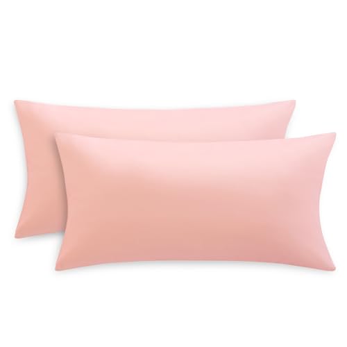 RUIKASI Kissenbezug 40 x 80 Rosa 2er Set - Oeko Tex Kopfkissenbezug 40x80 Pfirsch Rosa Kissen Bezug 40x80cm mit Reißverschluss aus Mikrofaser, Polsterbezug Doppelpack Set Pillow Case Pillow Cover von RUIKASI