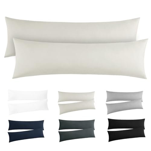 RUIKASI Kissenbezug 40x145 Beige 2er Set - Oeko Tex Seitenschläferkissen Bezug 40 x 145 cm mit Reißverschluss aus Mikrofaser, Seitenschläferkissenbezug 145x40 Pillow Case Pillow Cover RUIKASI Kissenbezug 40x145 Beige 2er Set - Oeko Tex Seitenschläferkissen Bezug 40 x 145 cm mit Reißverschluss aus Mikrofaser, Seitenschläferkissenbezug 145x40 Pillow Case Pillow Cover von RUIKASI
