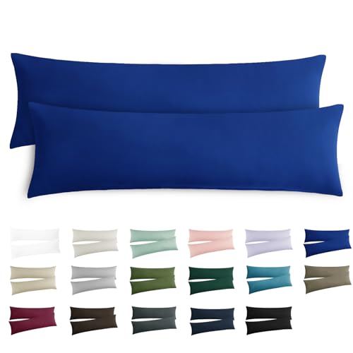 RUIKASI Kissenbezug 40x145 Blau 2er Set - Oeko Tex Seitenschläferkissen Bezug 40 x 145 cm Königsblau mit Reißverschluss aus Mikrofaser, Seitenschläferkissenbezug 145x40 Pillow Case Pillow Cover von RUIKASI