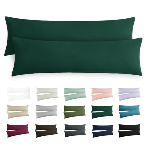 RUIKASI Kissenbezug 40x145 Dunkelgrün 2er Set - Oeko Tex Seitenschläferkissen Bezug 40 x 145 cm mit Reißverschluss aus Mikrofaser, Seitenschläferkissenbezug 145x40 Pillow Case Pillow Cover von RUIKASI
