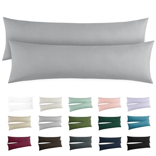 RUIKASI Kissenbezug 40x145 Grau 2er Set - Oeko Tex Seitenschläferkissen Bezug 40 x 145 cm Hellgrau mit Reißverschluss aus Mikrofaser, Seitenschläferkissenbezug 145x40 Pillow Case Pillow Cover RUIKASI Kissenbezug 40x145 Grau 2er Set - Oeko Tex Seitenschläferkissen Bezug 40 x 145 cm Hellgrau mit Reißverschluss aus Mikrofaser, Seitenschläferkissenbezug 145x40 Pillow Case Pillow Cover von RUIKASI