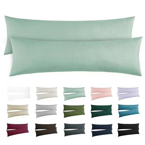 RUIKASI Kissenbezug 40x145 Grün 2er Set - Oeko Tex Seitenschläferkissen Bezug 40 x 145 cm Salbeigrün mit Reißverschluss aus Mikrofaser, Seitenschläferkissenbezug 145x40 Pillow Case Pillow Cover von RUIKASI