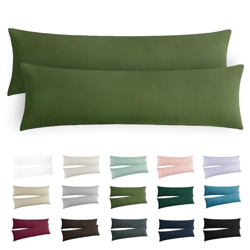 RUIKASI Kissenbezug 40x145 Olivgrün 2er Set - Oeko Tex Seitenschläferkissen Bezug 40 x 145 cm mit Reißverschluss aus Mikrofaser, Seitenschläferkissenbezug 145x40 Pillow Case Pillow Cover RUIKASI Kissenbezug 40x145 Olivgrün 2er Set - Oeko Tex Seitenschläferkissen Bezug 40 x 145 cm mit Reißverschluss aus Mikrofaser, Seitenschläferkissenbezug 145x40 Pillow Case Pillow Cover von RUIKASI