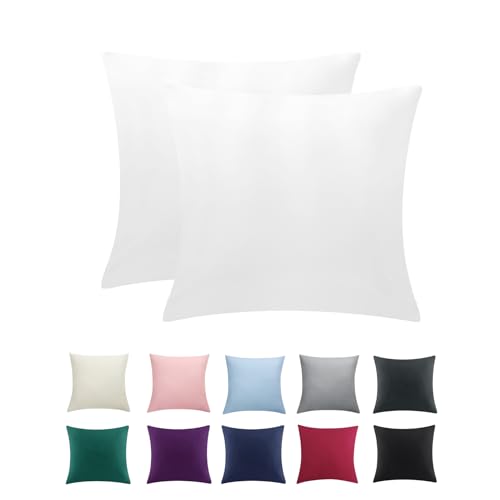 RUIKASI Kissenbezug 50 x 50 2er Weiß - Kopfkissenbezug 50x50 Weiss Kissen Bezug 50x50cm mit Reißverschluss aus Mikrofaser, Polsterbezug Doppelpack Set Pillow Case Pillow Cover von RUIKASI