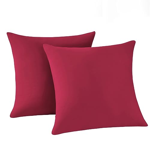 RUIKASI Kissenbezug 65 x 65 2er Rot - Kopfkissenbezug 65x65 Kissen Bezug 65x65cm mit Reißverschluss aus Mikrofaser, Polsterbezug Doppelpack Set Pillow Case Pillow Cover von RUIKASI