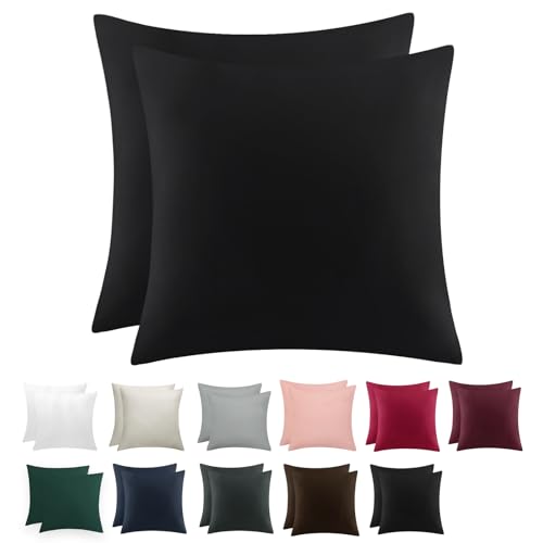 RUIKASI Kissenbezug 80 x 80 Schwarz 2er Set - Oeko Tex Kopfkissenbezug 80x80 Kissen Bezug 80x80cm mit Reißverschluss aus Mikrofaser, Polsterbezug Doppelpack Set Pillow Case Pillow Cover RUIKASI Kissenbezug 80 x 80 Schwarz 2er Set - Oeko Tex Kopfkissenbezug 80x80 Kissen Bezug 80x80cm mit Reißverschluss aus Mikrofaser, Polsterbezug Doppelpack Set Pillow Case Pillow Cover von RUIKASI
