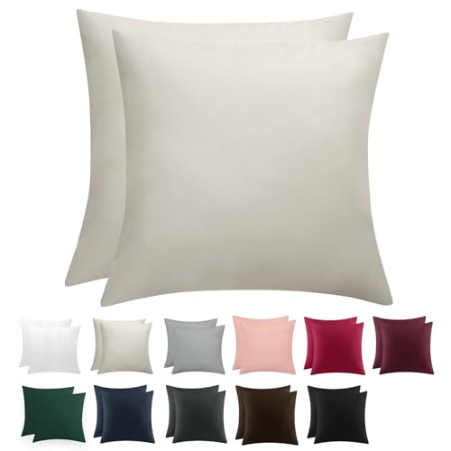 RUIKASI Kissenbezug 80 x 80 Beige 2er Set - Oeko Tex Kopfkissenbezug 80x80 Kissen Bezug 80x80cm mit Reißverschluss aus Mikrofaser, Polsterbezug Doppelpack Set Pillow Case Pillow Cover RUIKASI Kissenbezug 80 x 80 Beige 2er Set - Oeko Tex Kopfkissenbezug 80x80 Kissen Bezug 80x80cm mit Reißverschluss aus Mikrofaser, Polsterbezug Doppelpack Set Pillow Case Pillow Cover von RUIKASI