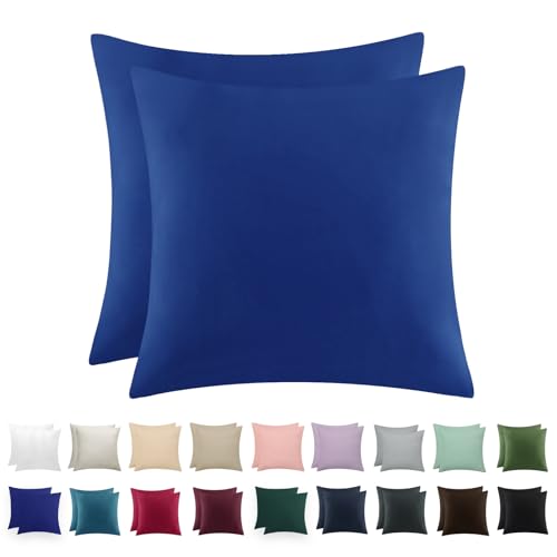 RUIKASI Kissenbezug 80 x 80 Blau 2er Set - Oeko Tex Kopfkissenbezug 80x80 Königsblau Kissen Bezug 80x80cm mit Reißverschluss aus Mikrofaser, Polsterbezug Doppelpack Set Pillow Case Pillow Cover von RUIKASI