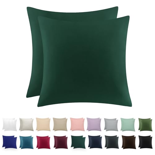RUIKASI Kissenbezug 80 x 80 Grün 2er Set - Oeko Tex Kopfkissenbezug 80x80 Dunkelgrün Kissen Bezug 80x80cm mit Reißverschluss aus Mikrofaser, Polsterbezug Doppelpack Set Pillow Case Pillow Cover von RUIKASI