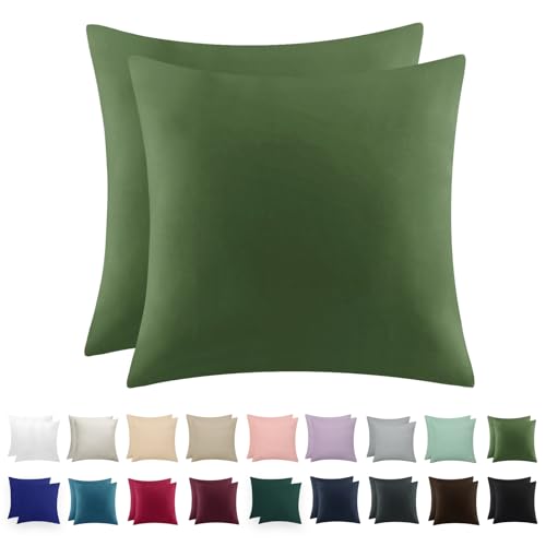 RUIKASI Kissenbezug 80 x 80 Grün 2er Set - Oeko Tex Kopfkissenbezug 80x80 Olivgrün Kissen Bezug 80x80cm mit Reißverschluss aus Mikrofaser, Polsterbezug Doppelpack Set Pillow Case Pillow Cover RUIKASI Kissenbezug 80 x 80 Grün 2er Set - Oeko Tex Kopfkissenbezug 80x80 Olivgrün Kissen Bezug 80x80cm mit Reißverschluss aus Mikrofaser, Polsterbezug Doppelpack Set Pillow Case Pillow Cover von RUIKASI