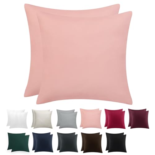 RUIKASI Kissenbezug 80 x 80 Rosa 2er Set - Oeko Tex Kopfkissenbezug 80x80 Pfirsch Rosa Kissen Bezug 80x80cm mit Reißverschluss aus Mikrofaser, Polsterbezug Doppelpack Set Pillow Case Pillow Cover von RUIKASI