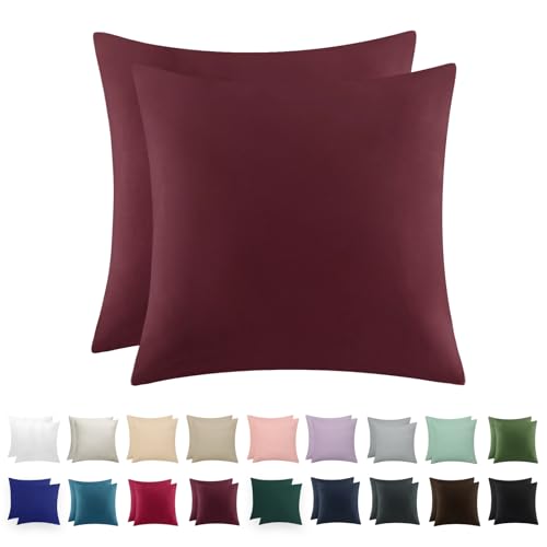 RUIKASI Kissenbezug 80 x 80 Rot 2er Set - Oeko Tex Kopfkissenbezug 80x80 Burgunderrot Kissen Bezug 80x80cm mit Reißverschluss aus Mikrofaser, Polsterbezug Doppelpack Set Pillow Case Pillow Cover von RUIKASI