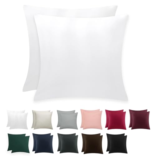 RUIKASI Kissenbezug 80 x 80 2er Weiß - Kopfkissenbezug 80x80 Weiss Kissen Bezug 80x80cm mit Reißverschluss aus Mikrofaser, Polsterbezug Doppelpack Set Pillow Case Pillow Cover von RUIKASI