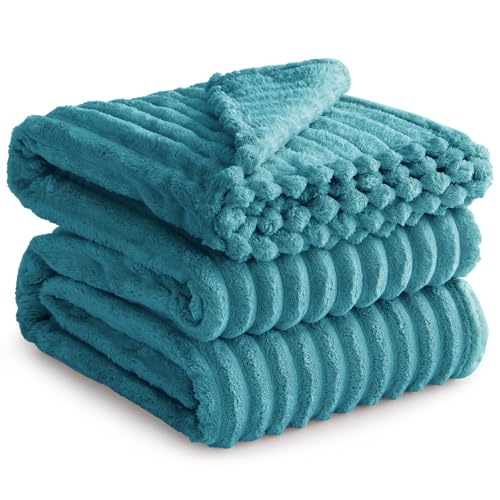 RUIKASI Kuscheldecke Flauschig Decke Türkis - 220x240cm XXL Fleecedecke Sofadecke Couchdecke für Wohnzimmer Deko Blanket, Weiche Wolldecke Warme Korddecke als Tagesdecke von RUIKASI