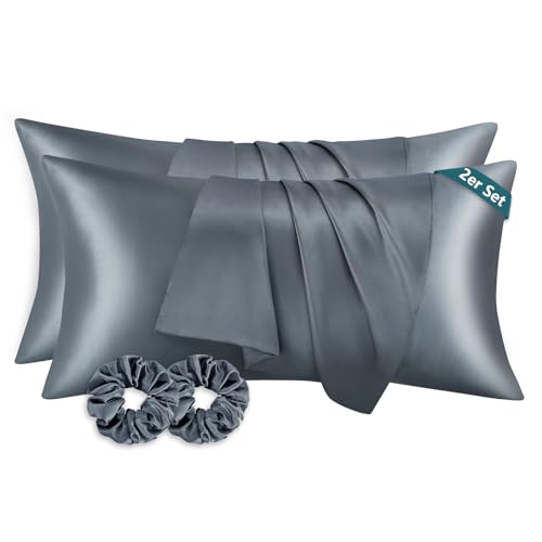 RUIKASI Satin Kissenbezug 40 x 80 wie EIN Seidenkissenbezug mit 2 Haargummis - seidig Kopfkissenbezug 40x80 für Haar und Haut, Pflegeleichter als Seiden Kissenbezug Silk Pillow Case, Dunkelgrau RUIKASI Satin Kissenbezug 40 x 80 wie EIN Seidenkissenbezug mit 2 Haargummis - seidig Kopfkissenbezug 40x80 für Haar und Haut, Pflegeleichter als Seiden Kissenbezug Silk Pillow Case, Dunkelgrau von RUIKASI