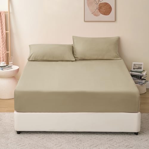 RUIKASI Spannbettlaken 140x200cm Khaki Bettlaken - Oeko Tex Spannbetttuch 140x200 Bettbezug, Mikrofaser Betttuch Bett Laken Bezug 140 x 200 30 cm Tiefe Tasche, Bed Fitted Sheet Bedsheet RUIKASI Spannbettlaken 140x200cm Khaki Bettlaken - Oeko Tex Spannbetttuch 140x200 Bettbezug, Mikrofaser Betttuch Bett Laken Bezug 140 x 200 30 cm Tiefe Tasche, Bed Fitted Sheet Bedsheet von RUIKASI