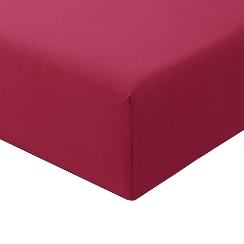 RUIKASI Spannbettlaken 140x200cm Rot Bettlaken - Spannbetttuch 140x200 Bettbezug, Mikrofaser Betttuch Bett Laken Bezug 140 x 200 30 cm Tiefe Tasche, Bed Fitted Sheet Bedsheet von RUIKASI