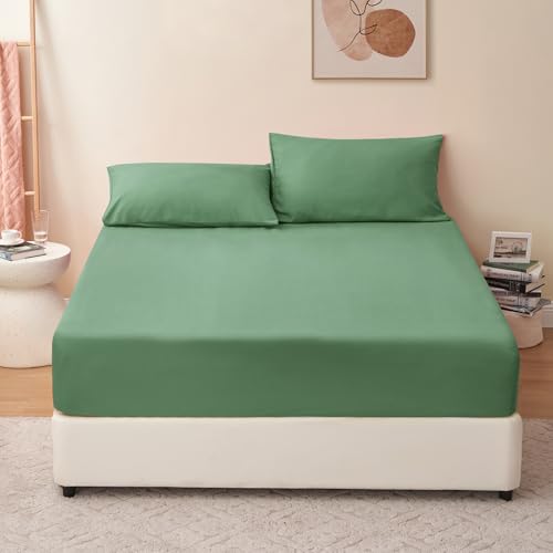 RUIKASI Spannbettlaken 160x200cm Grasgrün Bettlaken - Oeko Tex Spannbetttuch 160x200 Bettbezug, Mikrofaser Betttuch Bett Laken Bezug 160 x 200 30 cm Tiefe Tasche, Bed Fitted Sheet Bedsheet RUIKASI Spannbettlaken 160x200cm Grasgrün Bettlaken - Oeko Tex Spannbetttuch 160x200 Bettbezug, Mikrofaser Betttuch Bett Laken Bezug 160 x 200 30 cm Tiefe Tasche, Bed Fitted Sheet Bedsheet von RUIKASI