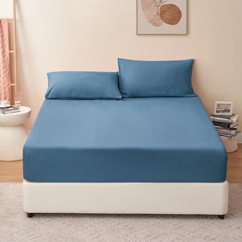 RUIKASI Spannbettlaken 180x200cm Denimblau Bettlaken - Oeko Tex Spannbetttuch 180x200 Bettbezug, Mikrofaser Betttuch Bett Laken Bezug 180 x 200 30 cm Tiefe Tasche, Bed Fitted Sheet Bedsheet RUIKASI Spannbettlaken 180x200cm Denimblau Bettlaken - Oeko Tex Spannbetttuch 180x200 Bettbezug, Mikrofaser Betttuch Bett Laken Bezug 180 x 200 30 cm Tiefe Tasche, Bed Fitted Sheet Bedsheet von RUIKASI